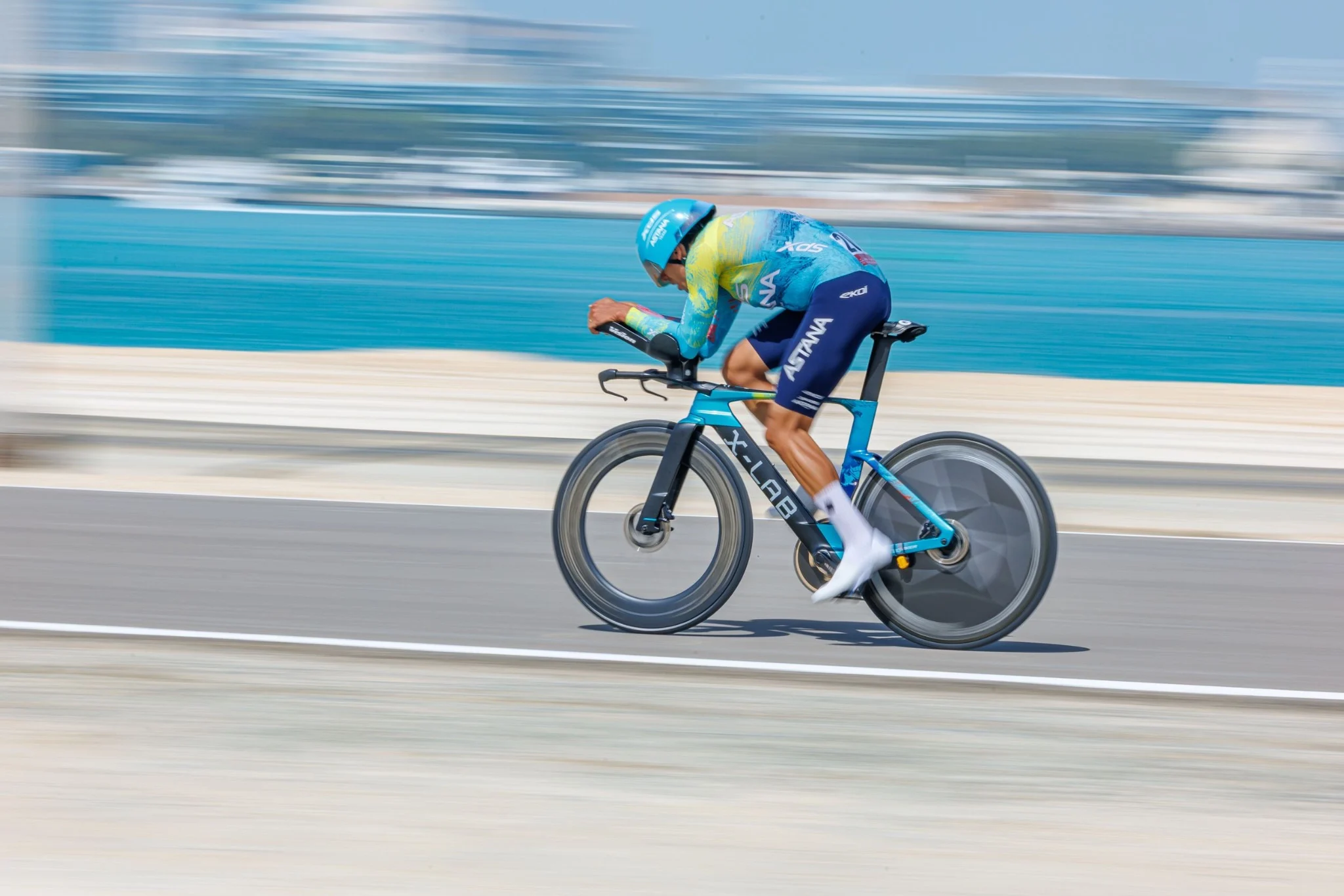 Cyclist riding at Yas Marina Circuit